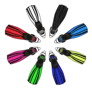 Eri värisiä sukellusräpylöitä