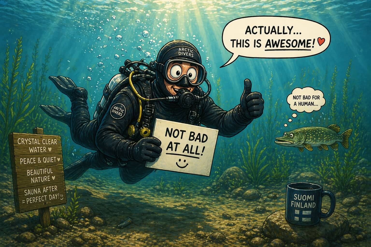 Sukeltaminen suomalaisessa järvessä – kirkas näkyvyys kesällä